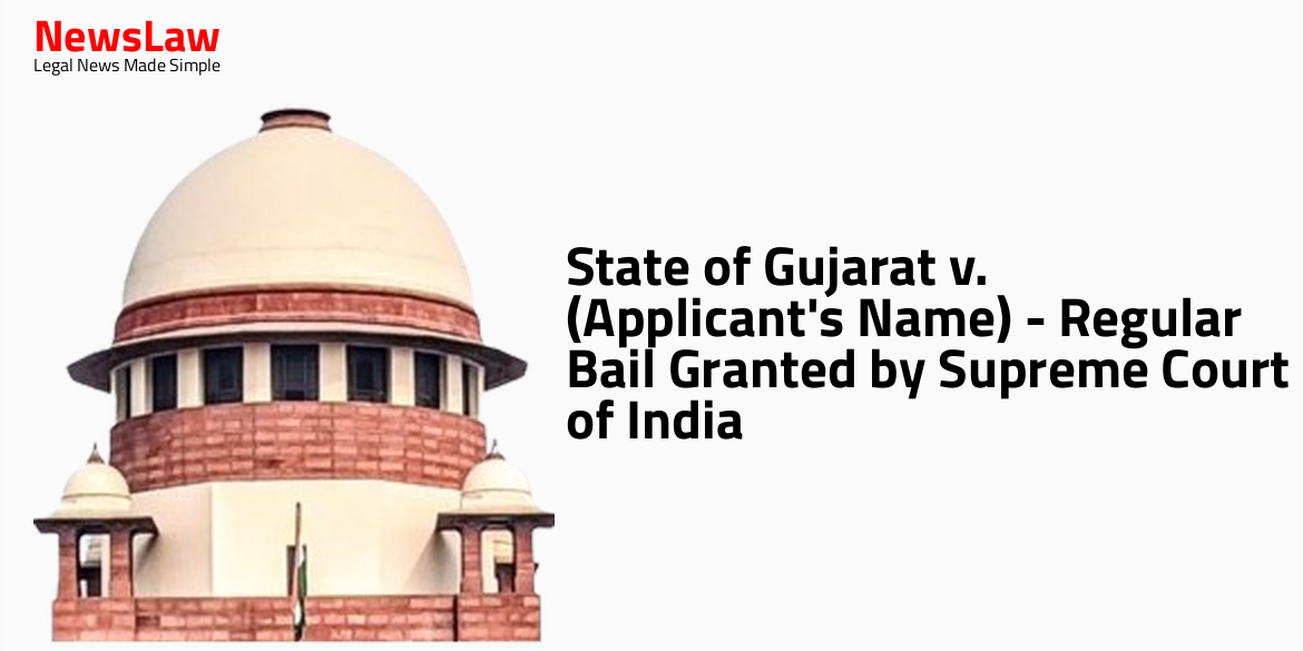 State of Gujarat v. (Applicant’s Name) – Regular Bail Granted by Supreme Court of India