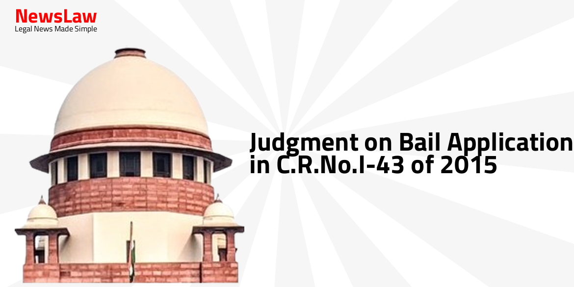 Judgment on Bail Application in C.R.No.I-43 of 2015