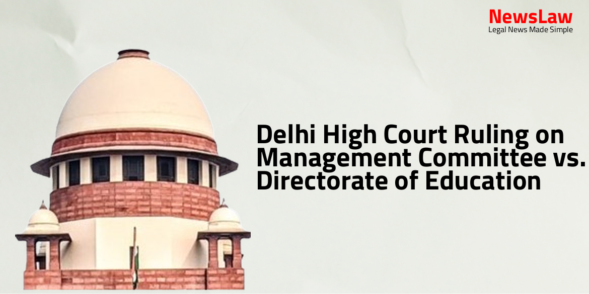 Delhi High Court Ruling on Management Committee vs. Directorate of Education