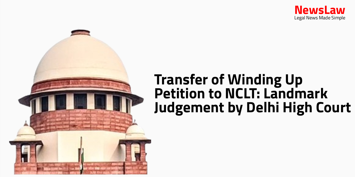 Transfer of Winding Up Petition to NCLT: Landmark Judgement by Delhi High Court
