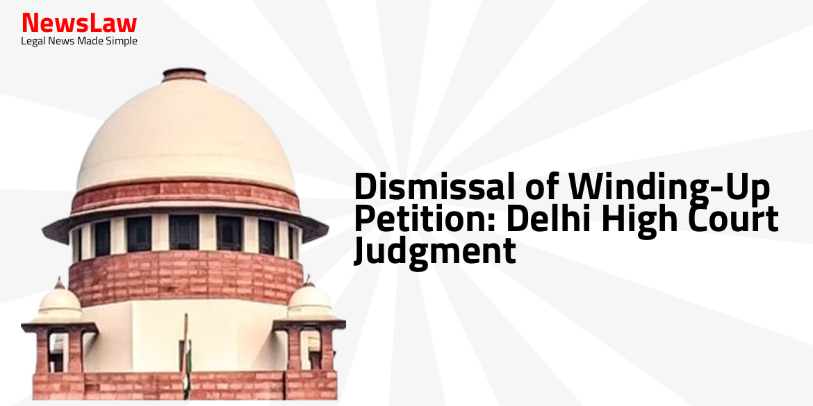 Dismissal of Winding-Up Petition: Delhi High Court Judgment
