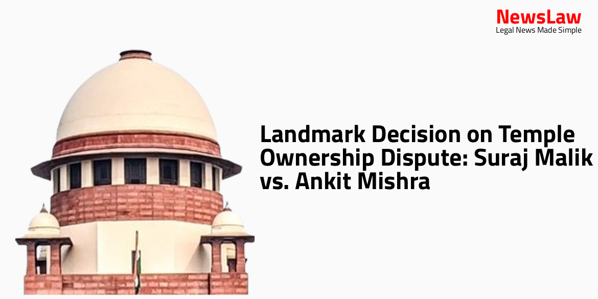 Landmark Decision on Temple Ownership Dispute: Suraj Malik vs. Ankit Mishra