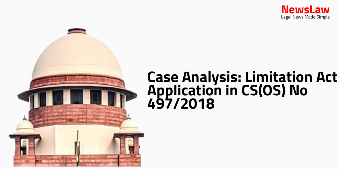 Case Analysis: Limitation Act Application in CS(OS) No 497/2018