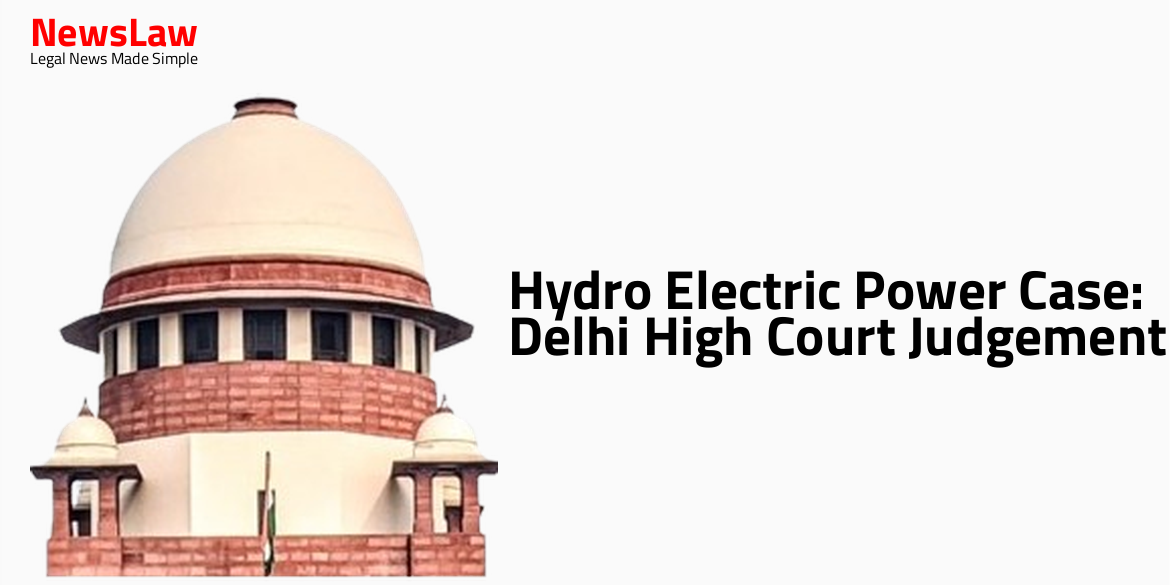 Hydro Electric Power Case: Delhi High Court Judgement
