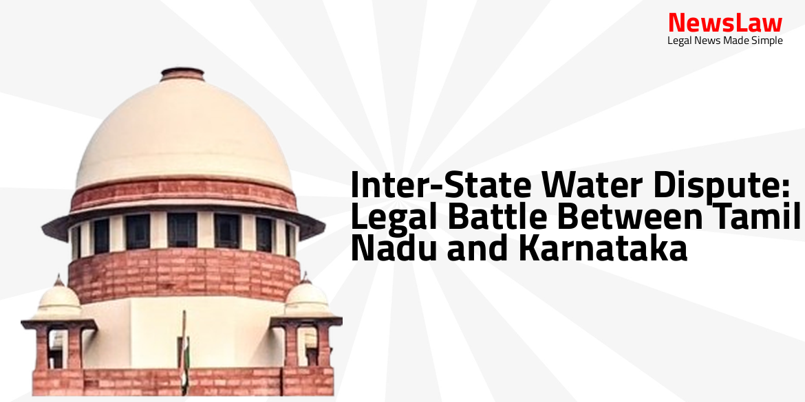 Inter-State Water Dispute: Legal Battle Between Tamil Nadu and Karnataka