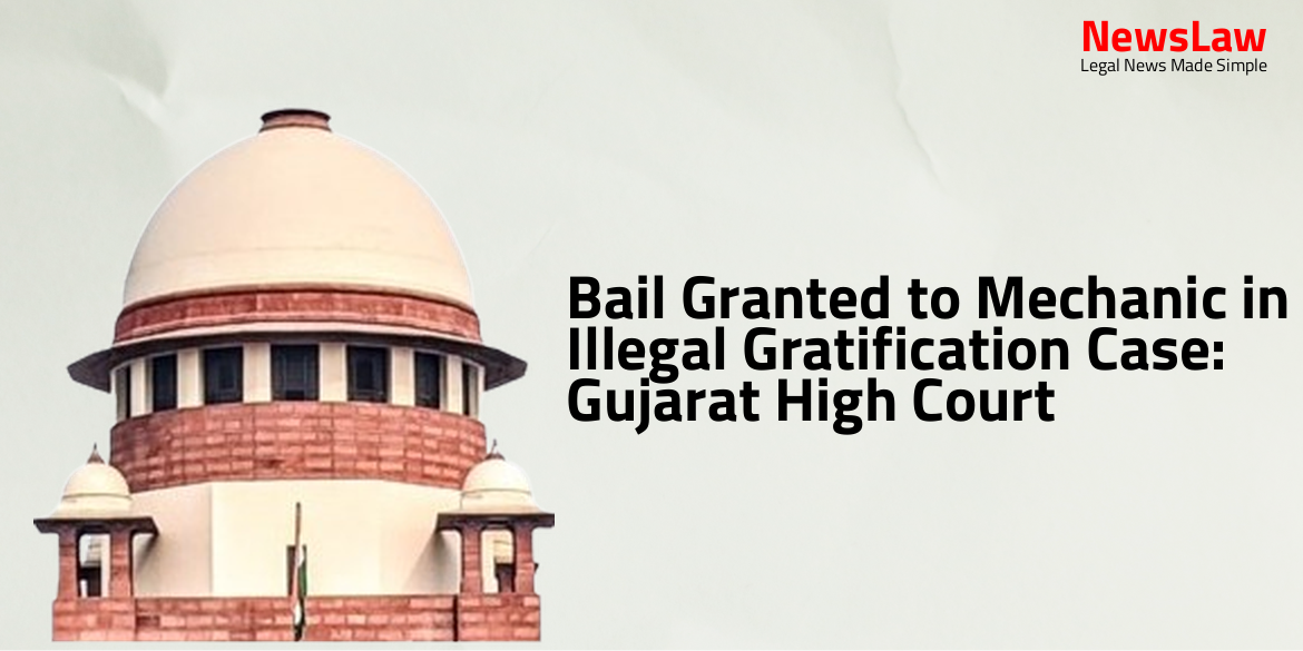 Bail Granted to Mechanic in Illegal Gratification Case: Gujarat High Court