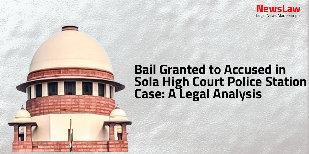 Bail Granted to Accused in Sola High Court Police Station Case: A Legal Analysis
