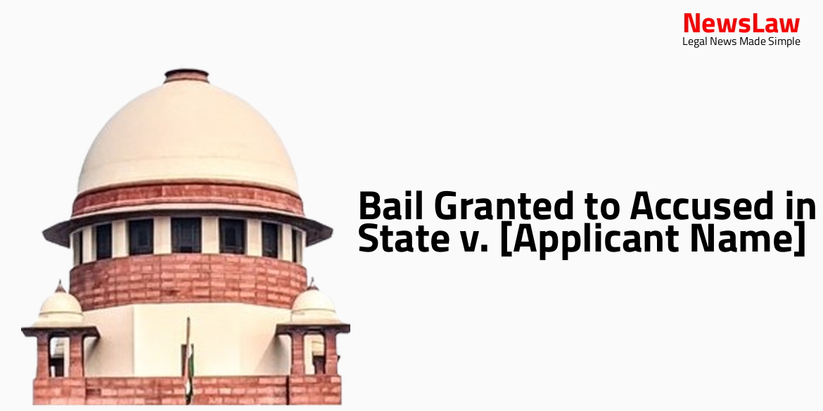 Bail Granted to Accused in State v. [Applicant Name]
