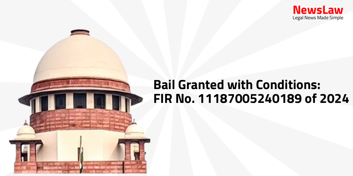 Bail Granted with Conditions: FIR No. 11187005240189 of 2024