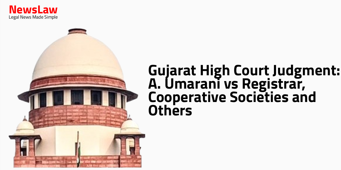 Gujarat High Court Judgment: A. Umarani vs Registrar, Cooperative Societies and Others