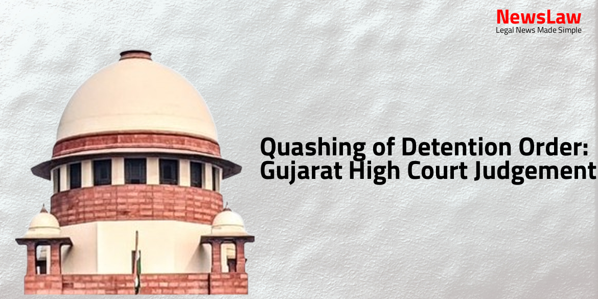 Quashing of Detention Order: Gujarat High Court Judgement