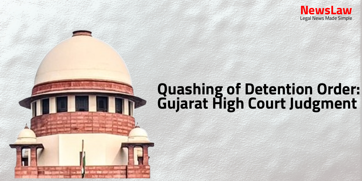 Quashing of Detention Order: Gujarat High Court Judgment
