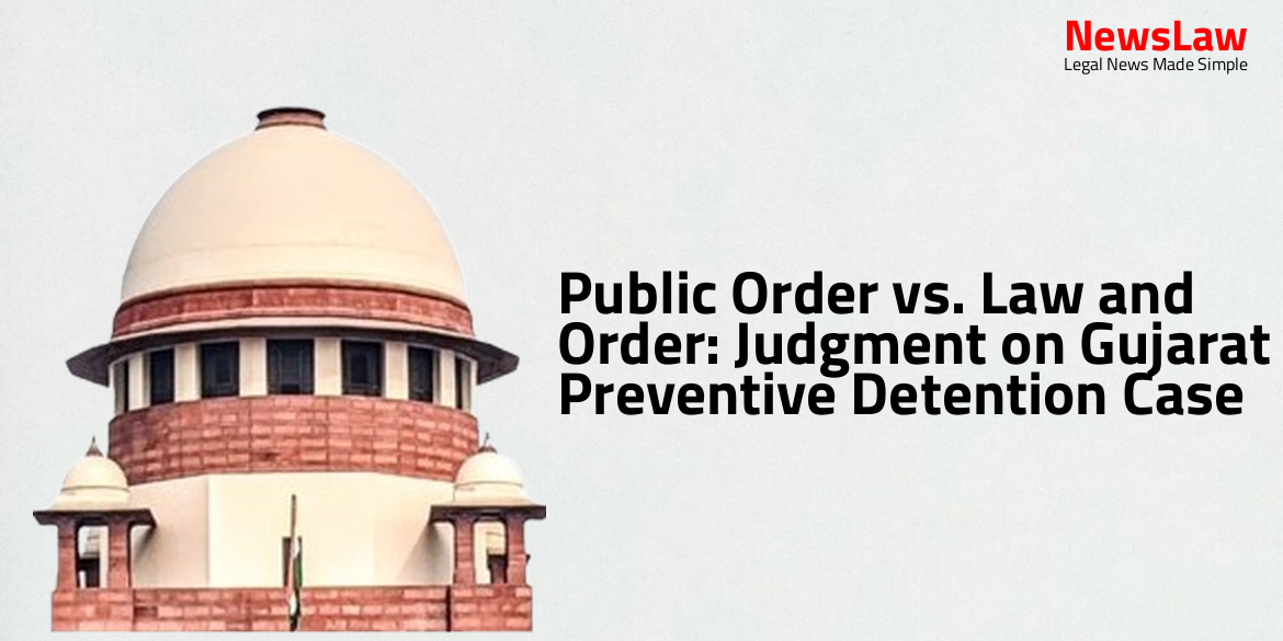 Public Order vs. Law and Order: Judgment on Gujarat Preventive Detention Case