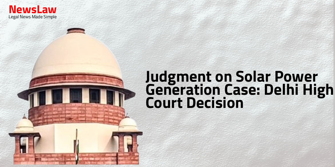 Judgment on Solar Power Generation Case: Delhi High Court Decision