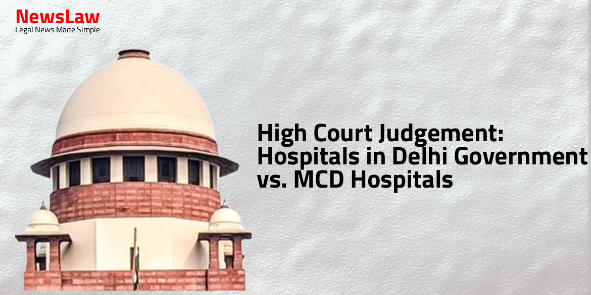 High Court Judgement: Hospitals in Delhi Government vs. MCD Hospitals