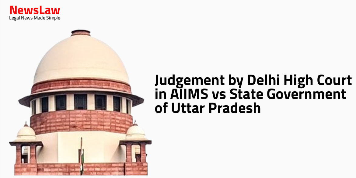 Judgement by Delhi High Court in AIIMS vs State Government of Uttar Pradesh